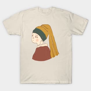 ‏Girl with a Pearl Earring (transparent) T-Shirt
